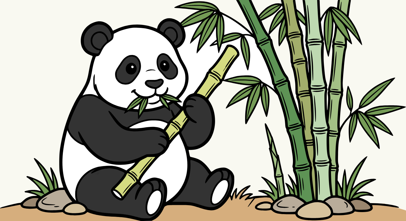 Panda and bamboo, colored by Elvis Lleshi