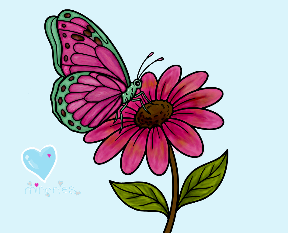 Butterfly on flower, colored by 𝗥𝗲𝗮𝗻𝗲𝘀